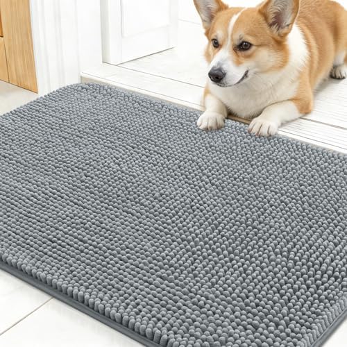 OLANLY Dog Door Mat for Muddy Paws 24x16, Super Absorbent Chenille Mud Mat by OLANLY