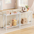 Tajsoon Narrow Console Table, 2 Tier Small Foyer Table Entryway White - Image 7