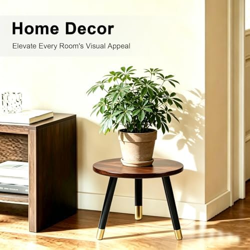 2-Pack Mid Century Plant Stand for Indoor Plants, Modern Wood & Metal Flower - Image 4