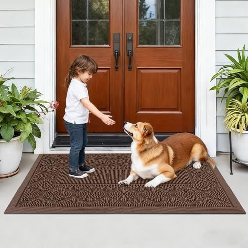 FRAMICS Front Door Mat Outside Entrance, Rubber Door Mats Welcome 24"x36" - Image 2