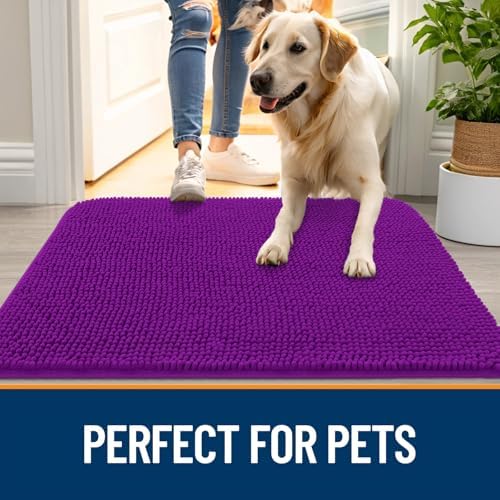 OLANLY Dog Door Mat for Muddy Paws 35x24, Super Absorbent Chenille Mud Mat - Image 6