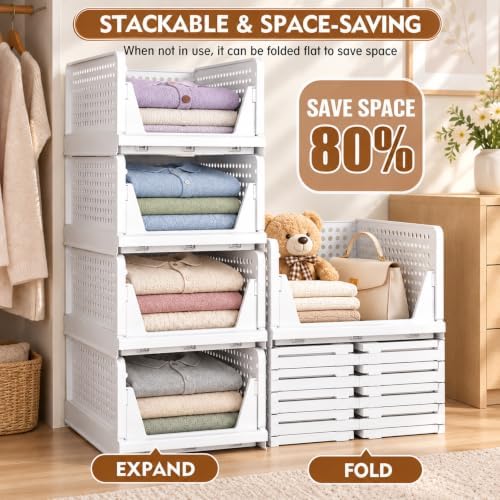 SNSLXH Closet Organizers and Storage, 5 Pack Stackable Closet Bins - Image 5