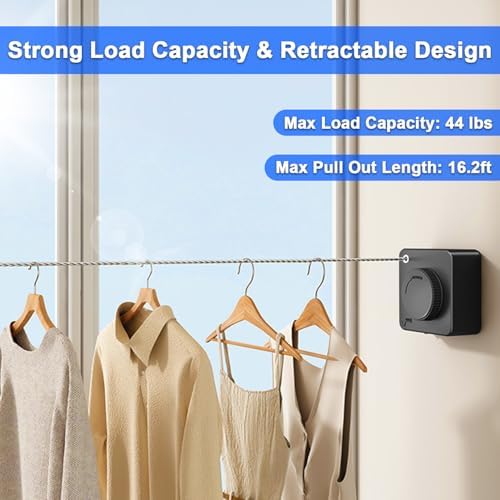 2 Pack Retractable Clothesline Indoor & Outdoor, 16.2Ft Non-Sagging - Image 3