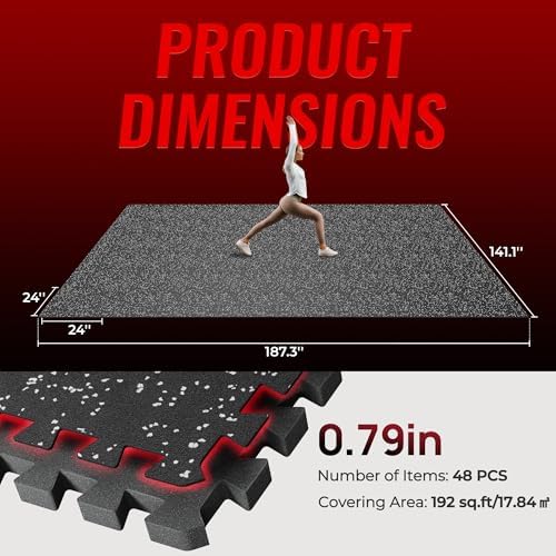 SUPERJARE 0.79'' Extra-Thick 48 Pcs 192 Sq Ft Exercise Equipment Mats - Image 5