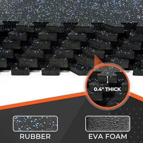 SUPERJARE 0.4'' Thick 48 Pcs 192 Sq Ft Rubber Top Exercise Equipment Mats - Image 5