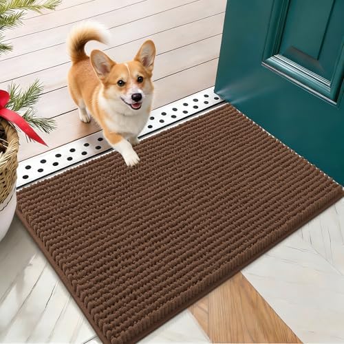 OLANLY Dog Door Mat for Muddy Paws 24x16, Extra Absorbent Chenille Mud Mat by OLANLY