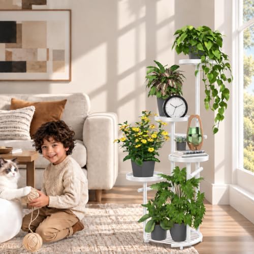 TOSKING Tall 5-Tier Round Metal Corner Plant Stand Indoor - Image 2