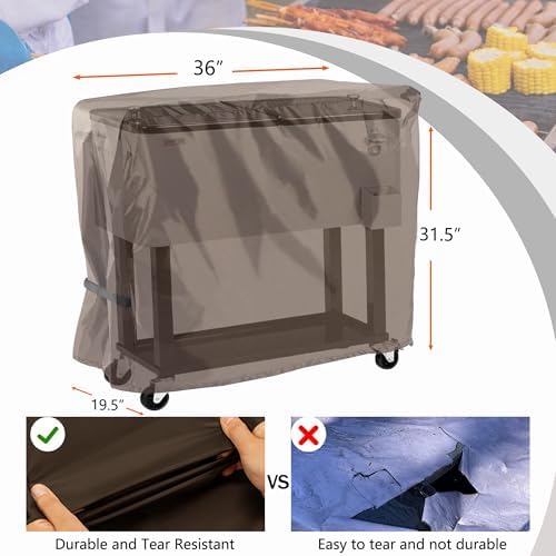 Cooler Cart Cover for 80-100 Qt Patio Rolling Ice Cart - Image 2