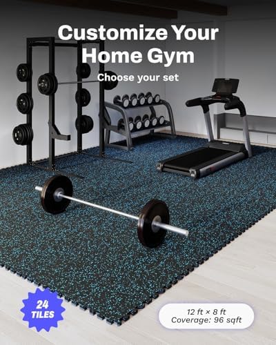 AIRHOP 0.56in Thick 96 Sq Ft Exercise Equipment Mats, 24 Tiles Upgraded Rubber - Image 4