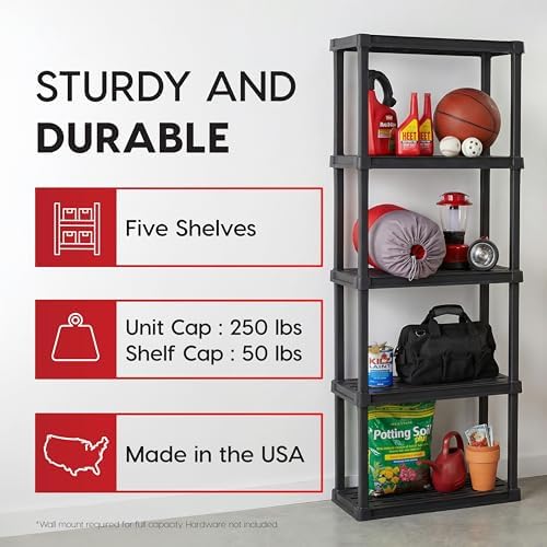 IRIS USA Plastic Storage Shelves |Made in USA| 64"H x 24"W x 12"D - Image 3