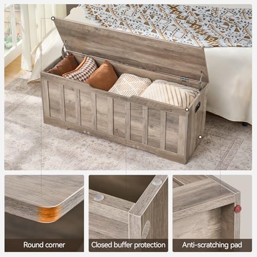 VANKILEY 47.2" Storage Chest Extra Large, Wooden Storage Bench. - Image 6