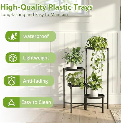aboxoo 4 Tier Metal Plant Stand Modern NEW, Indoor Outdoor Multi-Tiered Plant - Image 3