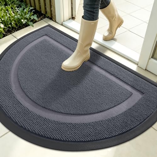 OLANLY Half Circle Front Door Mat Outside 35x23 All-Season Rubber Doormat by OLANLY