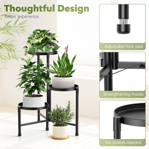 3 Tier Corner Plant Stand Indoor Outdoor, 10 Inch Wide Tray - Image 3