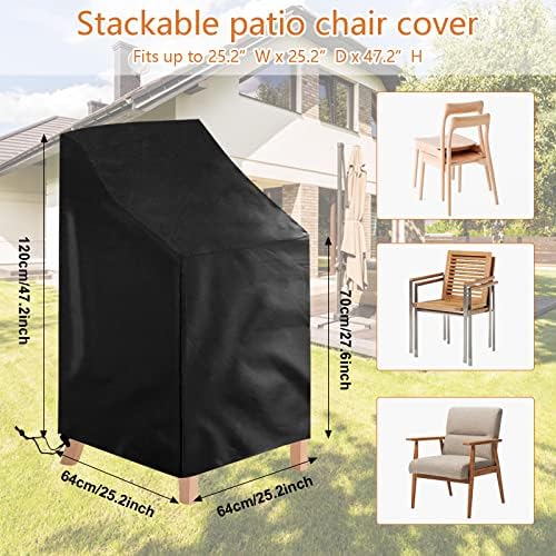 Waterproof Stackable Chair Covers, Uranshin Outdoor Patio Furniture Covers - Image 2