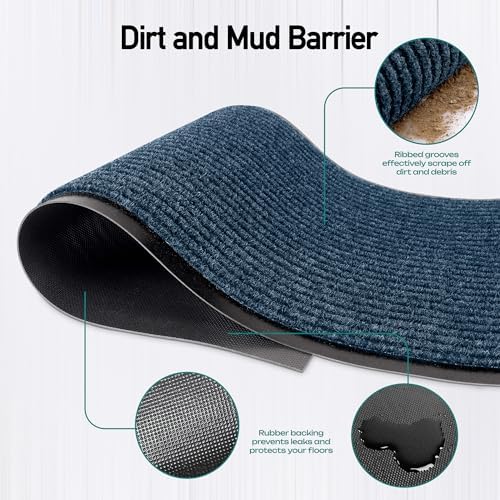 LuxUrux Premium Striped Blue Door Mat Set - Image 3