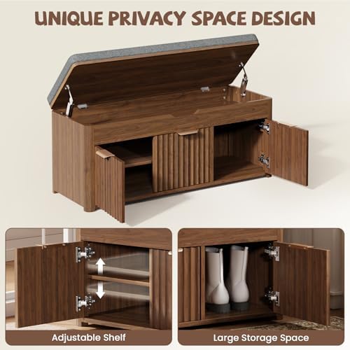 37.4" W Shoe Bench with Storage, Lift Top Entryway Bench - Image 4