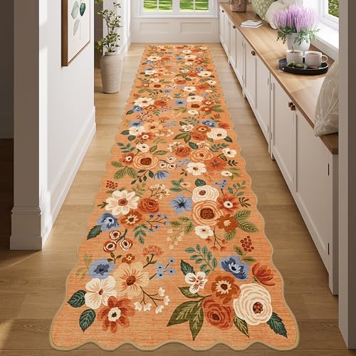 DUKINO 2x8 Washable Runner Rug, Floral Non Slip Kitchen Runner Rug - Image 5