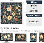 DUKINO 4x4 Square Area Rug, Floral Washable Rug - Image 2