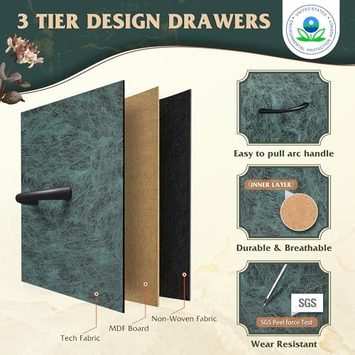 WLIVE Tall Dresser for Bedroom, 9 Drawer Chest of Drawers, Vintage Green - Image 5