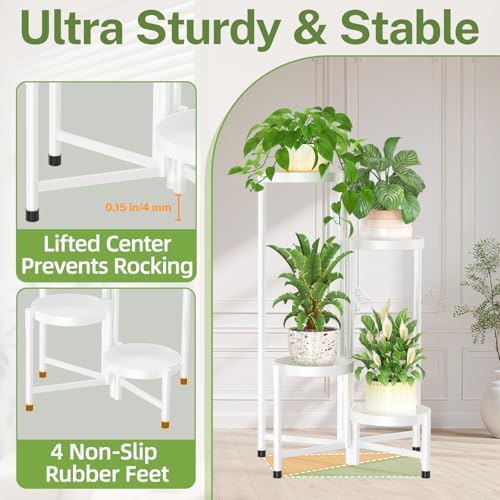 iDavosic.ly Plant Stand Indoor Outdoor, 4 Tier Metal Corner Shelf - Image 4