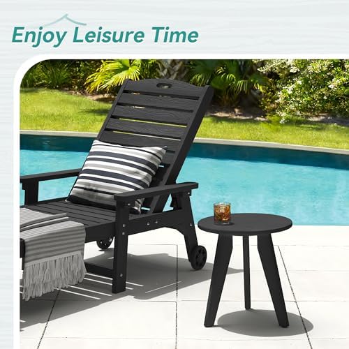 HDPS Outdoor Side Table, Small Round End Table - Image 2