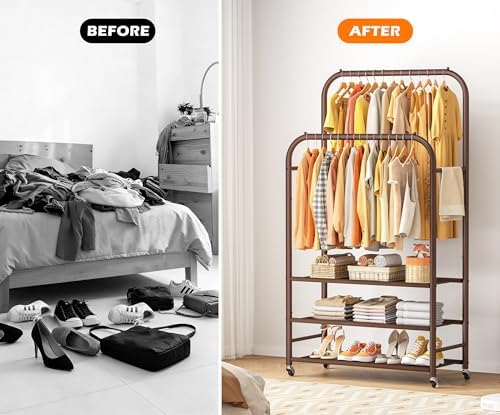 HOMIDEC Clothes Rack, Double Rods Clothing Rack - Image 6