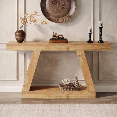 Tribesigns Farmhouse Console Table, 55-Inch Rustic Sofa Table - Image 4