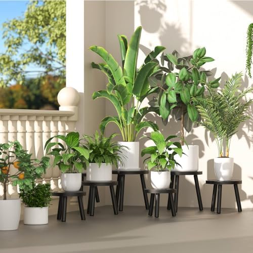 Wood Plant Stands Indoor, 16.7" Tall Plant Stand Outdoor Mid-Century Plant Stool - Image 3
