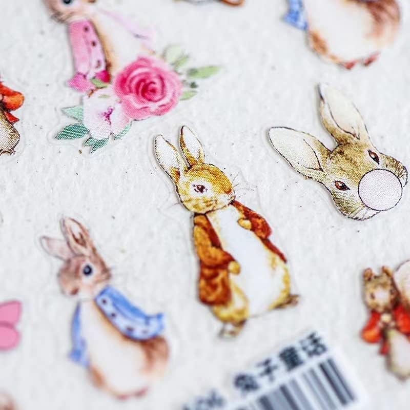 Dedyel Cute Nail Stickers 5D Embossed Cartoon Kawaii Animal Self-Adhesive Nail Decals for Women Girls Kids Nail Art Decoration