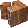 PrimeZone 108 PCS Solid Acacia Wood Interlocking Deck Tiles, Natural Wood by PrimeZone