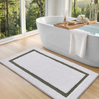 Color&Geometry White Bathroom Rugs 43x24, Extra Soft Absorbent Microfiber Bath - Image 3
