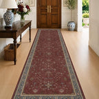 Burgundy 3x10 Long Runner Rug for Hallway by HazoHaus