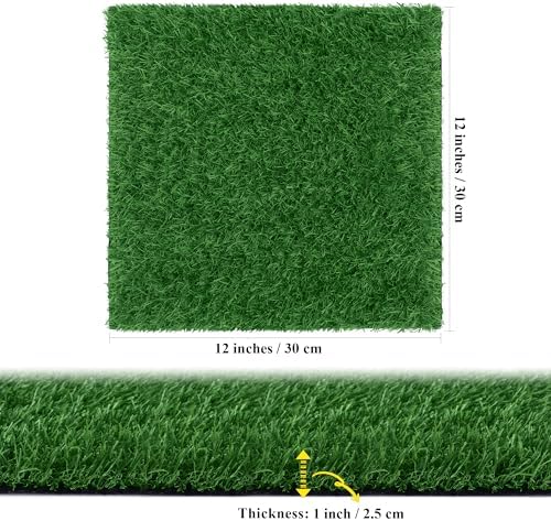 TURSTIN 18 Pieces Artificial Grass Mat 12 x 12 Inch Synthetic Grass Square Mats - Image 2