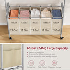 Tajsoon Laundry Cart with Hanging Rack, 65 Gal. Large Laundry Hamper - Image 5