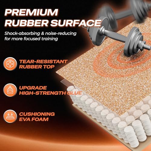 SUPERJARE 0.56'' Thick 96 Sq Ft Rubber Top Gym Flooring - Image 5