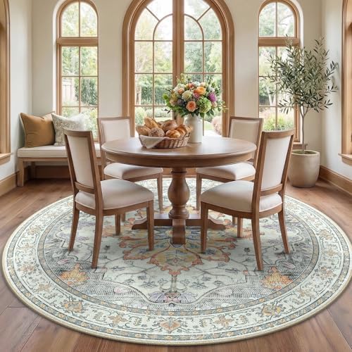 RELEANY Washable Area Rug, Round 7ft by RELEANY
