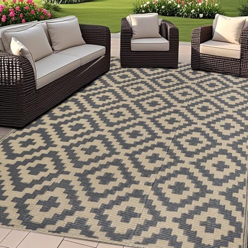 SAND MINE Reversible Mats, Plastic Straw Rug, Modern Area Rug, Large Floor Mat by SANDMIND