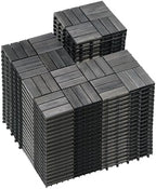 PrimeZone 81 PCS Solid Acacia Wood Interlocking Patio Deck Tiles Outdoor by PrimeZone