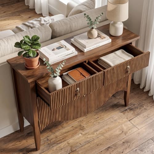 senlin 40" Fluted Console Table, Wooden Entryway Console Table - Image 4