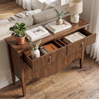 senlin 40" Fluted Console Table, Wooden Entryway Console Table - Image 4