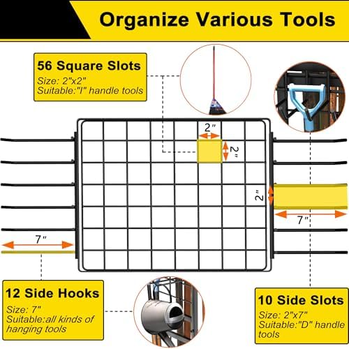 3 Tier Garden Tool Organizer, Garage Storage and Organization, Metal Yard Tools - Image 4