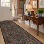 Vintage 8ft Long Runners for Hallways, Washable Dark Brown 3x8 Kitchen Runner - Image 3