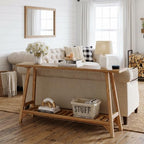 54" Solid Wood Console Table, 2-Tier Farmhouse Entryway Tables Behind Couch - Image 5