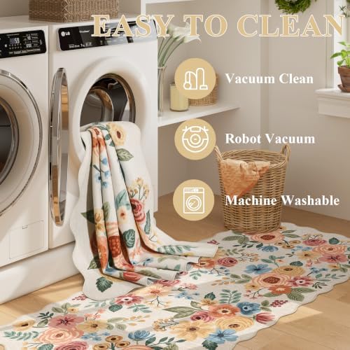 DUKINO 2x6 Runner Rug, Floral Washable Rug - Image 6