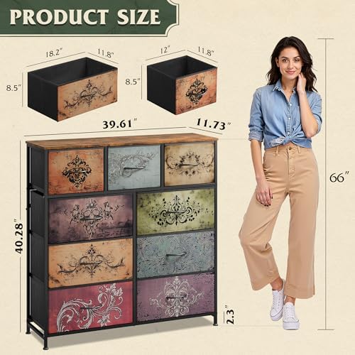 WLIVE Tall Dresser for Bedroom, 9 Drawer Chest of Drawers - Image 3