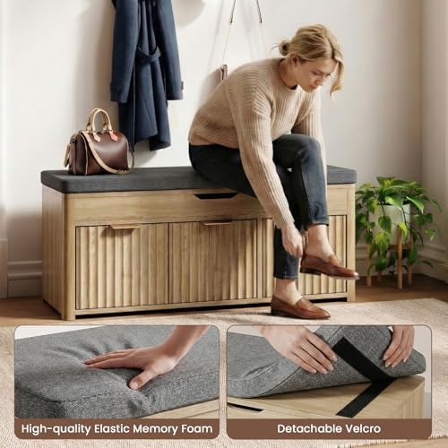 37.4" W Shoe Bench with Storage, Lift Top Entryway Bench - Image 6