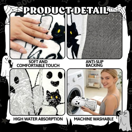 Halloween Bath Mat Spooky Ghost Rugs Washable Gothic Bathroom Floor Carpet - Image 7