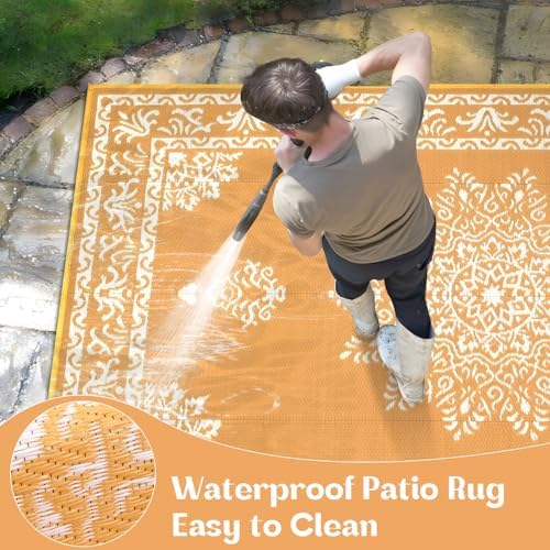 Yamaziot 5x8 Outdoor Rug Waterproof Plastic Straw Patio Rug - Image 4