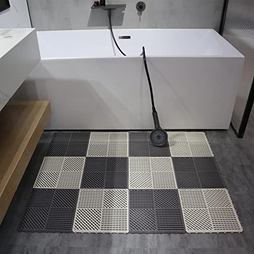 9 Pack Modular Interlocking Floor Mat Soft Non-Slip Shower Floor Tile - Image 2